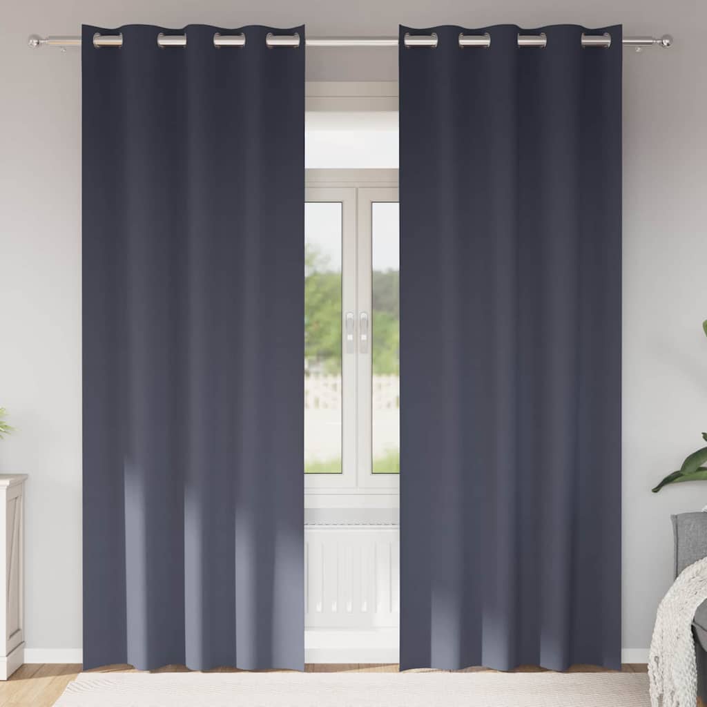 Vidaxl zwart-out gordijnen met ringen 2 pcs antraciet 260 x 140 cm