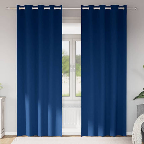 Vidaxl zwart-out gordijnen met ringen 2 pcs donkerblauw 260 x 140 cm