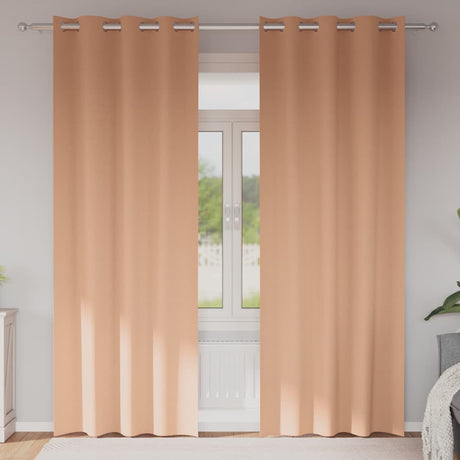 Vidaxl zwart-out gordijnen met ringen 2 pcs licht bruin 245 x 140 cm