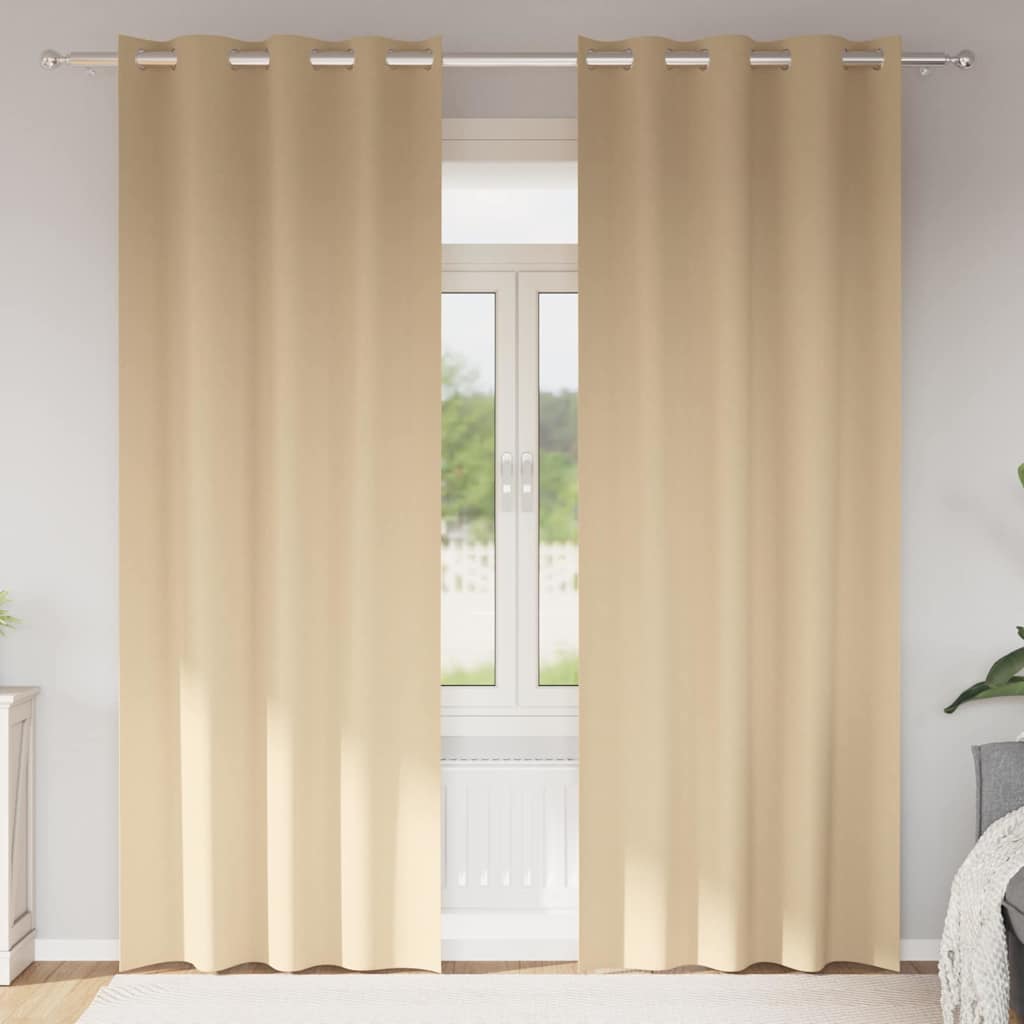 Vidaxl zwart-out gordijnen met ringen 2 pcs crème 225 x 140 cm