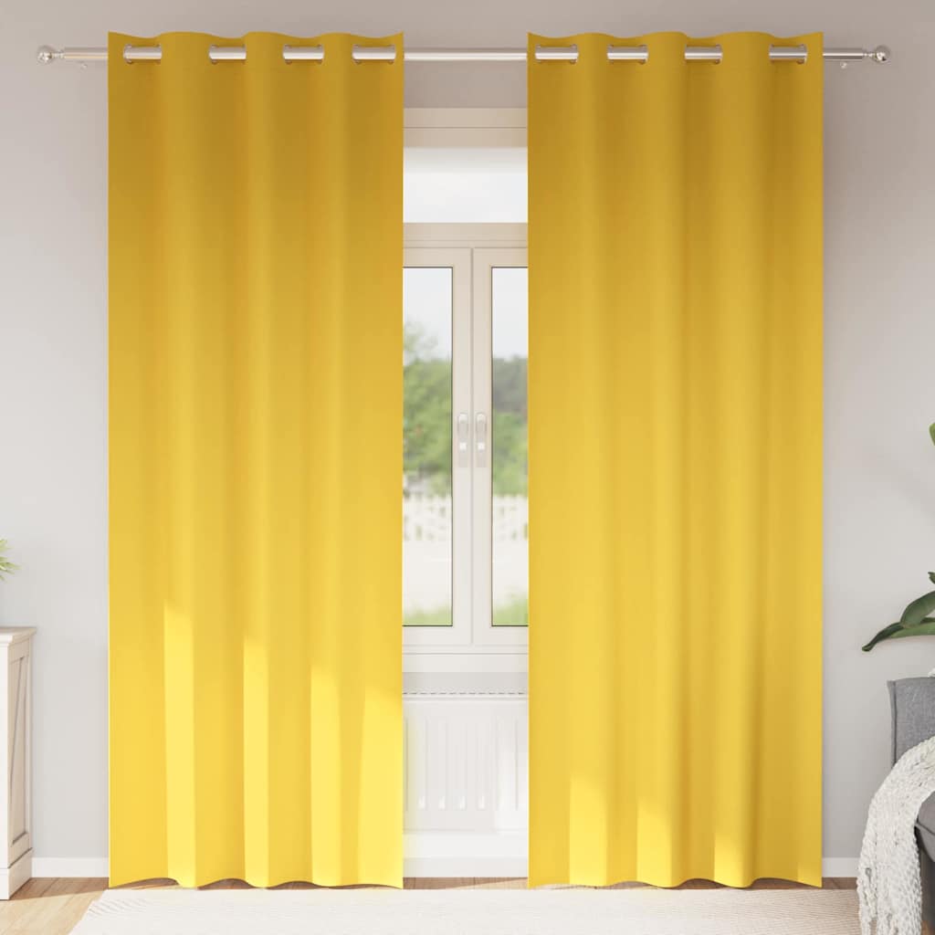 Vidaxl zwart-out gordijnen met ringen 2 pcs mosterdgeel 245 x 140 cm