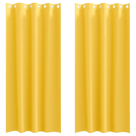 Vidaxl zwart-out gordijnen met ringen 2 pcs mosterdgeel 260 x 140 cm