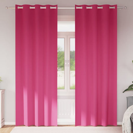 Vidaxl zwart-out gordijnen met ringen 2 pcs felroze 225 x 140 cm