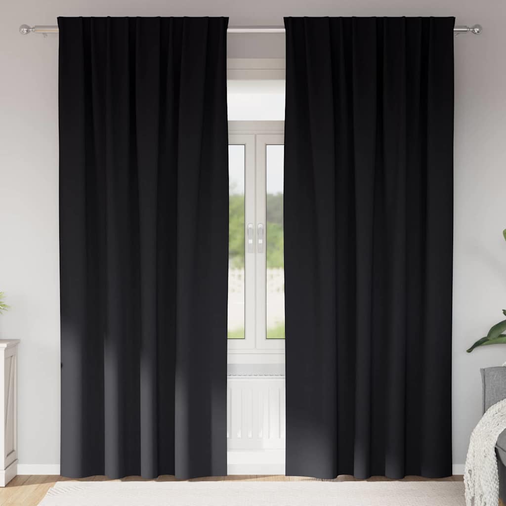Vidaxl zwart-out gordijnen met ringen 2 pcs zwart 225 x 140 cm