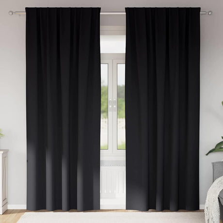 Vidaxl zwart-out gordijnen met ringen 2 pcs zwart 245 x 140 cm