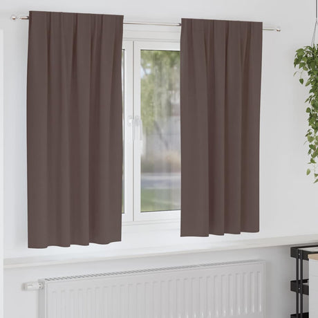 Vidaxl zwart-out gordijnen met ringen 2 pcs donkerbruin 175 x 140 cm