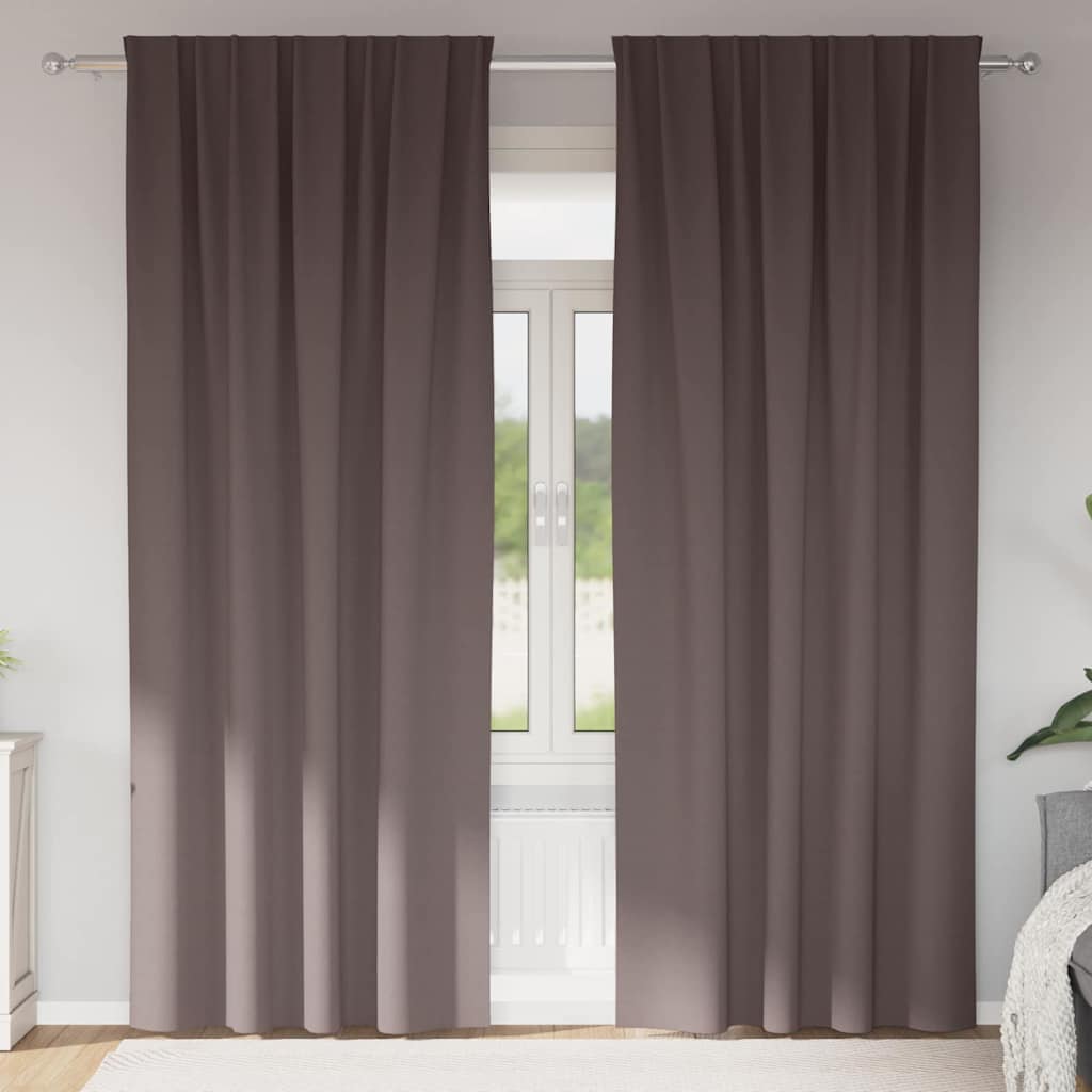 Vidaxl zwart-out gordijnen met ringen 2 pcs donkerbruin 260 x 140 cm