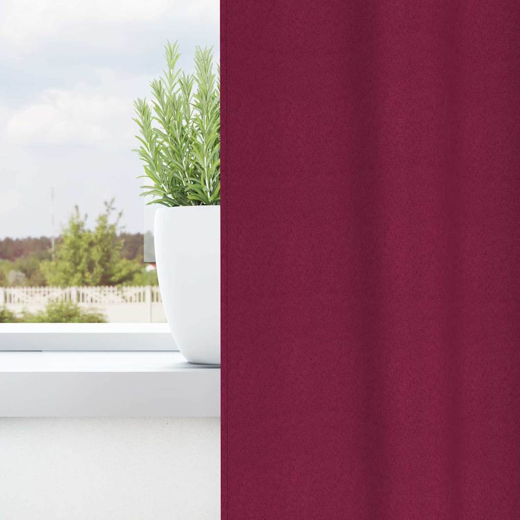 Vidaxl zwart-out gordijnen met ringen 2 pcs wijnrood 225 x 140 cm