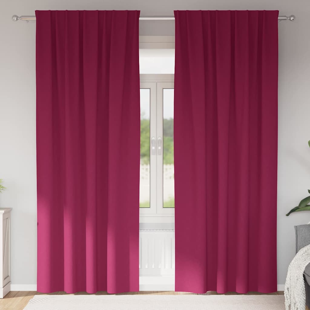 Vidaxl zwart-out gordijnen met ringen 2 pcs wijnrood 225 x 140 cm