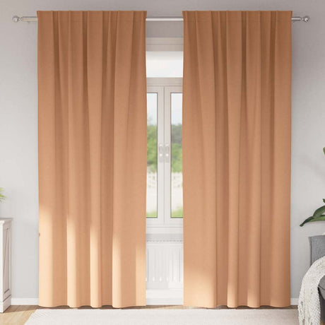 Vidaxl zwart-out gordijnen met ringen 2 pcs licht bruin 260 x 140 cm