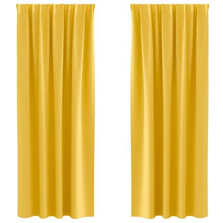 Vidaxl zwart-out gordijnen met ringen 2 pcs mosterdgeel 225 x 140 cm