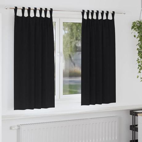 Vidaxl zwart-out gordijnen met ringen 2 pcs zwart 175 x 140 cm