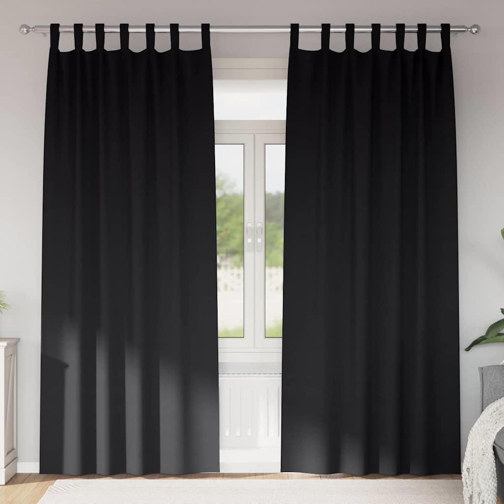 Vidaxl zwart-out gordijnen met ringen 2 pcs zwart 260 x 140 cm