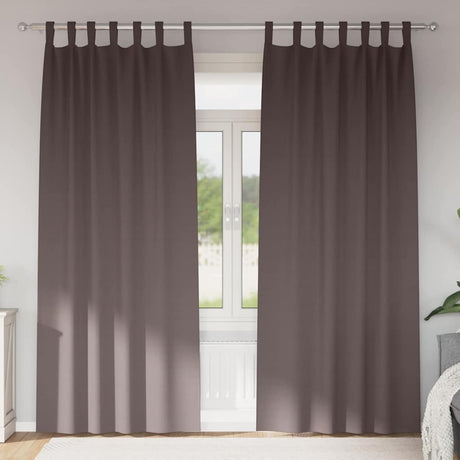 Vidaxl zwart-out gordijnen met ringen 2 pcs donkerbruin 225 x 140 cm