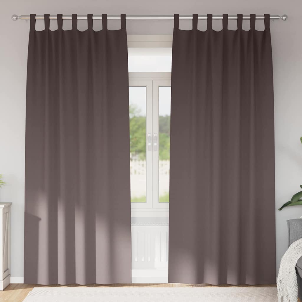 Vidaxl zwart-out gordijnen met ringen 2 pcs donkerbruin 260 x 140 cm