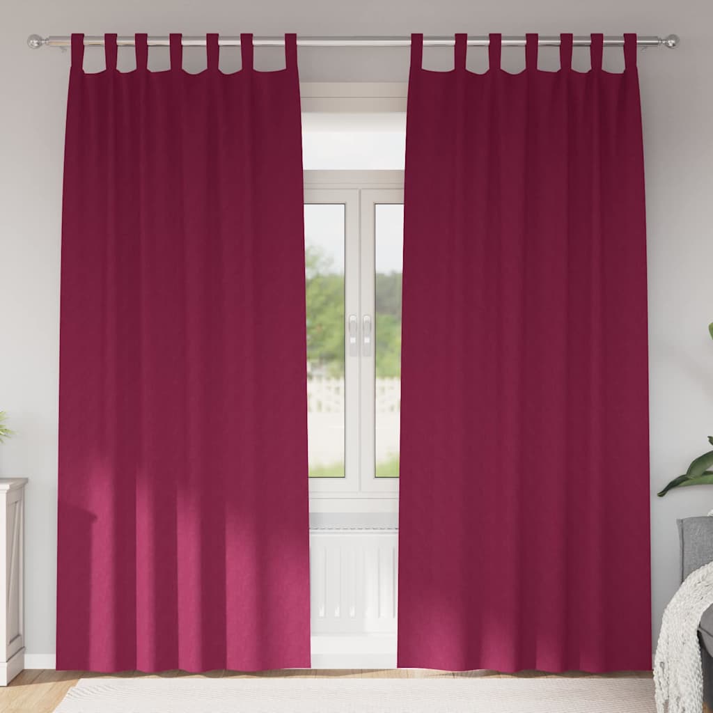 Vidaxl zwart-out gordijnen met ringen 2 pcs wijnrood 225 x 140 cm
