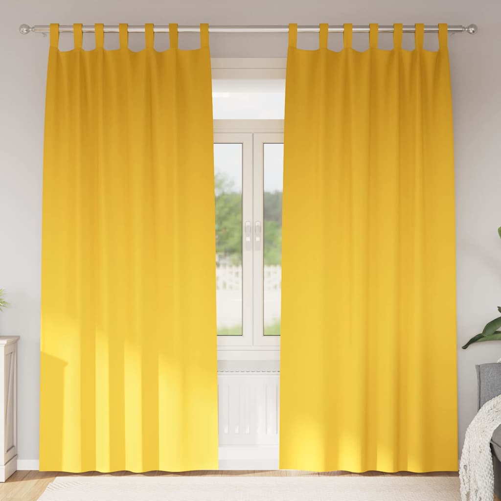 Vidaxl zwart-out gordijnen met ringen 2 pcs mosterdgeel 225 x 140 cm