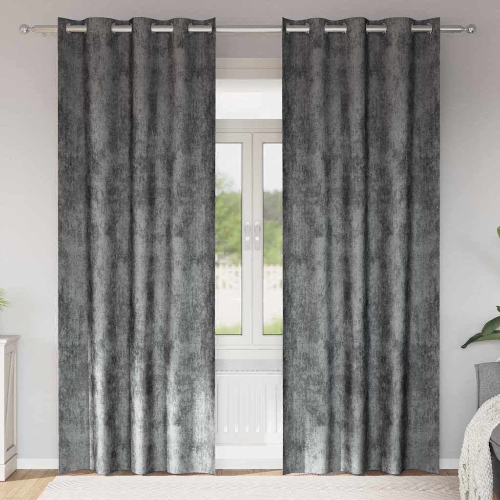Vidaxl velvet gordijnen met gordijnen 2 pcs grijs 245 x 140 cm fluweel