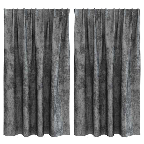 Vidaxl velvet gordijnen met gordijnen 2 pcs grijs 140 x 140 cm fluweel
