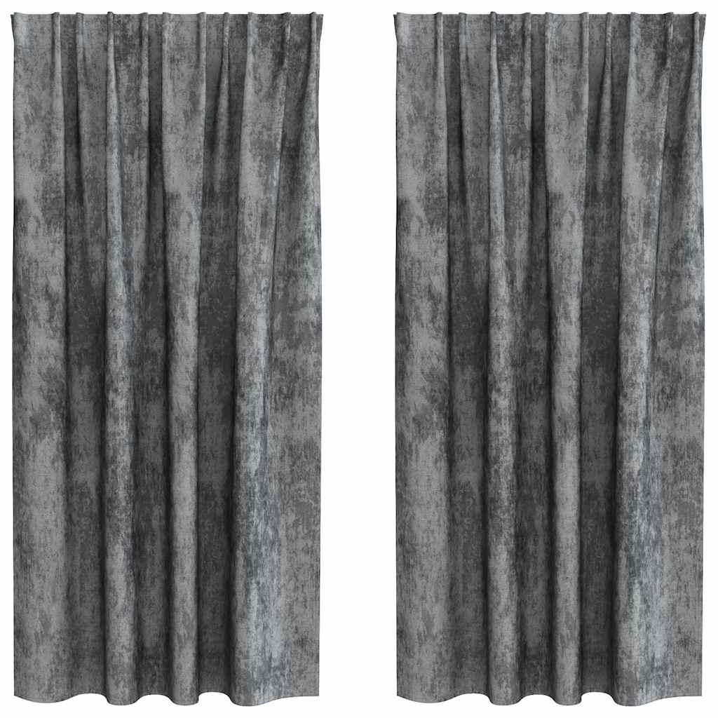 Vidaxl velvet gordijnen met gordijnen 2 pcs grijs 175 x 140 cm fluweel