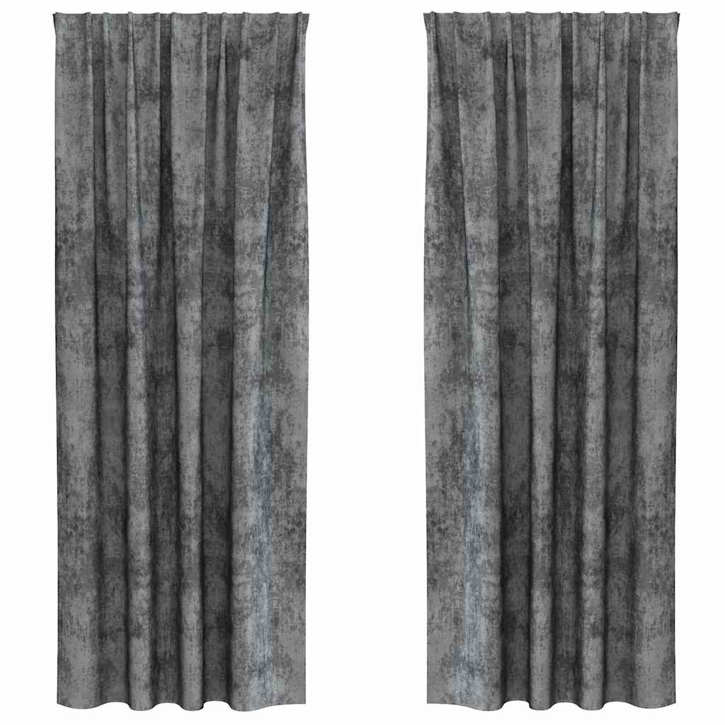 Vidaxl velvet gordijnen met gordijnen 2 pcs grijs 225 x 140 cm fluweel