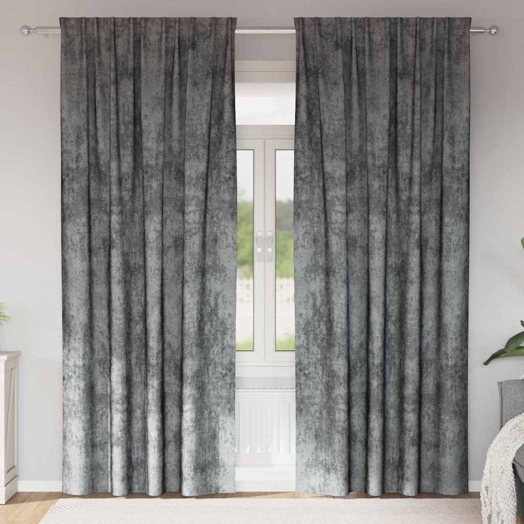 Vidaxl velvet gordijnen met gordijnen 2 pcs grijs 245 x 140 cm fluweel