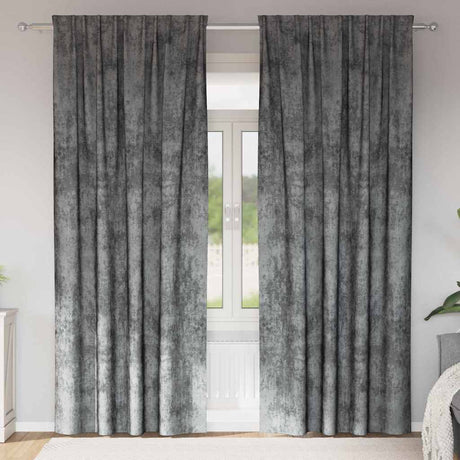 Vidaxl velvet gordijnen met gordijnen 2 pcs grijs 245 x 140 cm fluweel