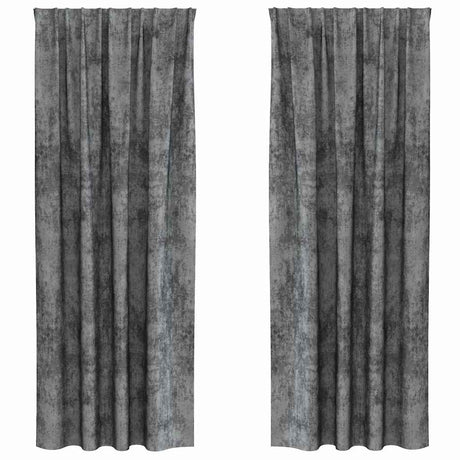 Vidaxl velvet gordijnen met gordijnen 2 pcs grijs 245 x 140 cm fluweel