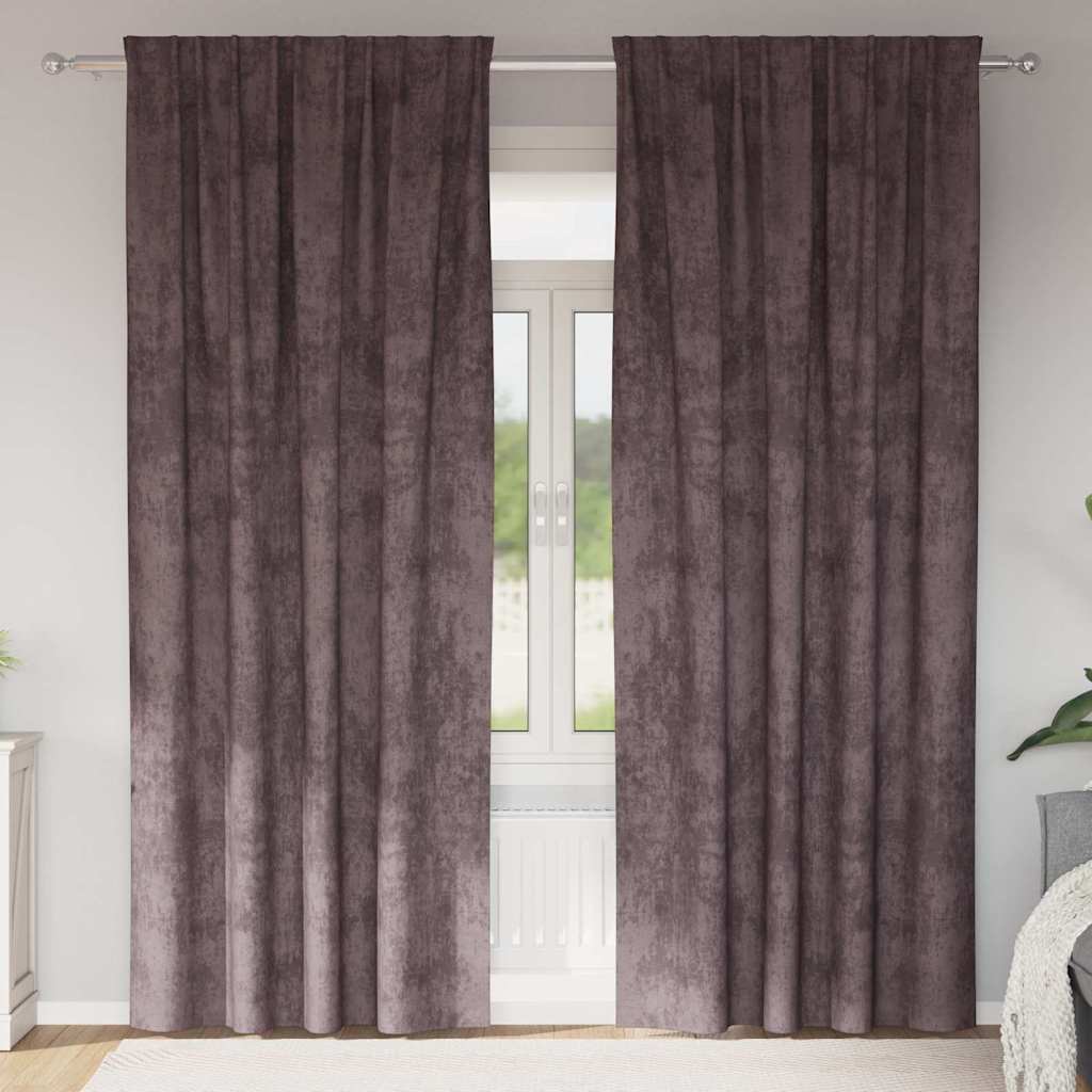 Vidaxl velvet gordijnen met gordijnen 2 pcs bruin 225 x 140 cm fluweel
