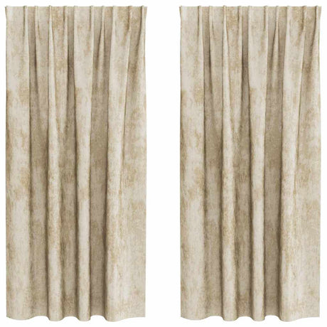 Vidaxl velvet gordijnen met gordijnen 2 pcs crème 175 x 140 cm fluweel