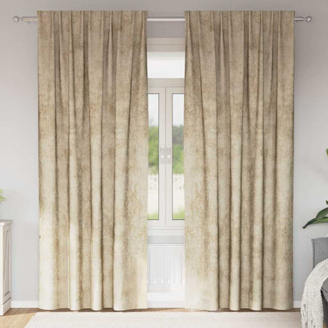 Vidaxl velvet gordijnen met gordijnen 2 pcs crème 260 x 140 cm fluweel