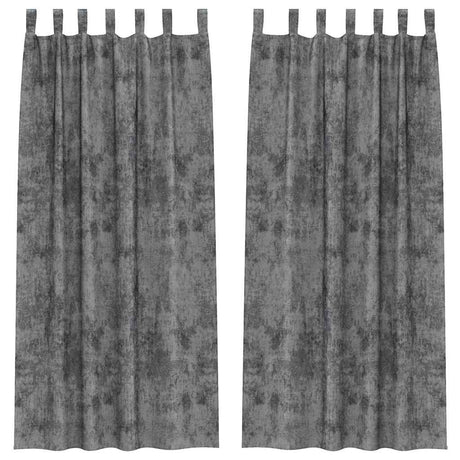 Vidaxl velvet gordijnen met gordijnen 2 pcs grijs 225 x 140 cm fluweel