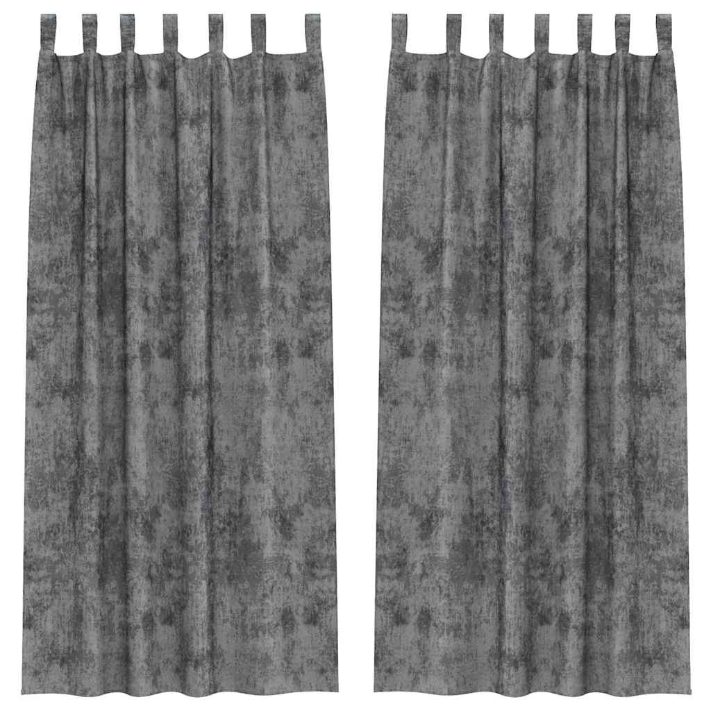 Vidaxl velvet gordijnen met gordijnen 2 pcs grijs 260 x 140 cm fluweel