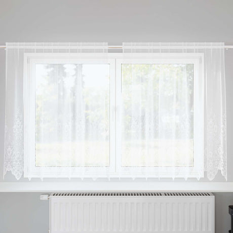 Vidaxl kantgordijn met gordijnen bloemen wit 160 x 200 cm polyester