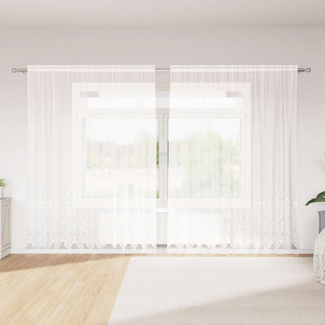 Vidaxl kantgordijn met gordijnen bloemen wit 200 x 300 cm polyester
