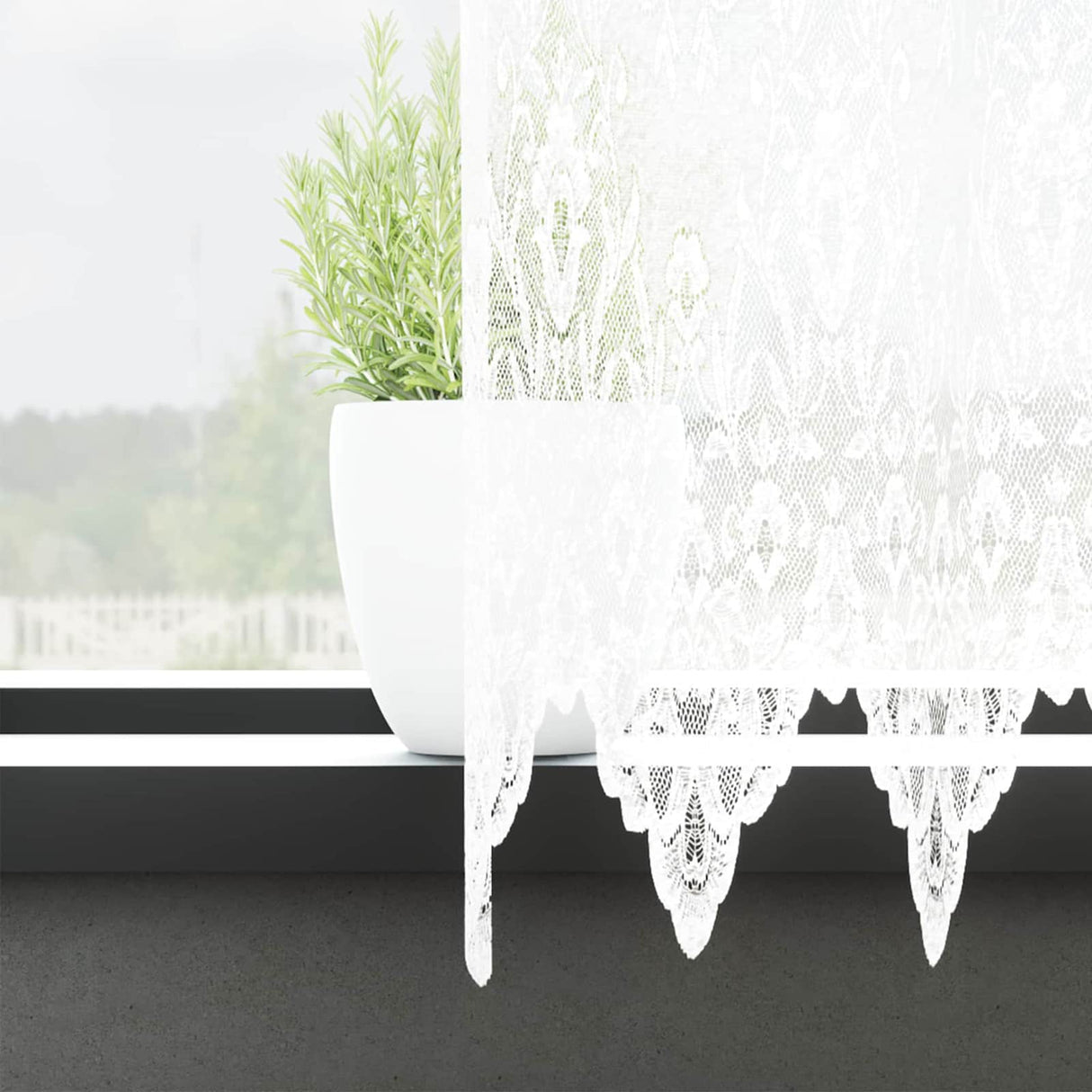 Vidaxl kantgordijn met gordijnen bloemen wit 245 x 400 cm polyester