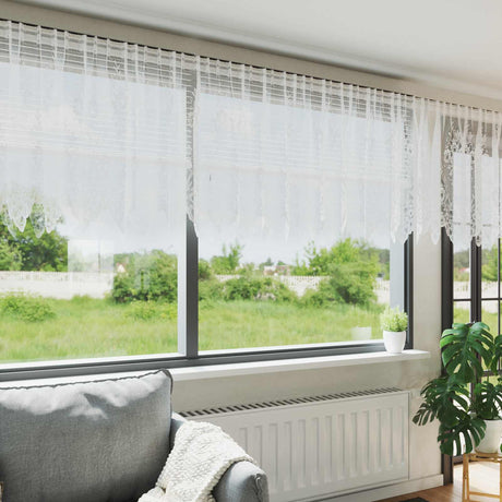 Vidaxl kantgordijn met gordijnen bloemen wit 120 x 600 cm polyester