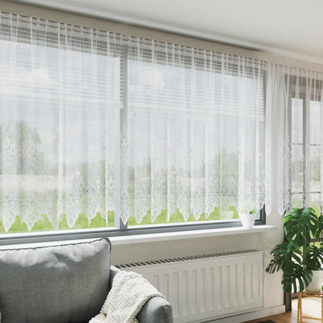 Vidaxl kantgordijn met gordijnen bloemen wit 180 x 1200 cm polyester