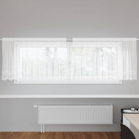 Vidaxl kantgordijn met gordijnen bloemen wit 120 x 300 cm polyester