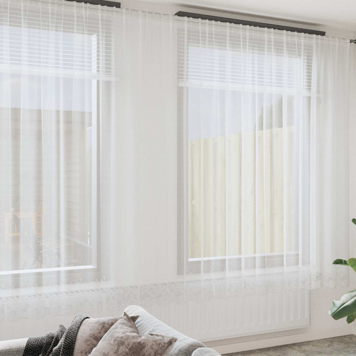 Vidaxl kantgordijn met gordijnen wit 1200 x 300 cm polyester