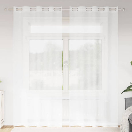 Vidaxl voile gordijn met gordijnen 2 pcs wit 225 x 140 cm polyester