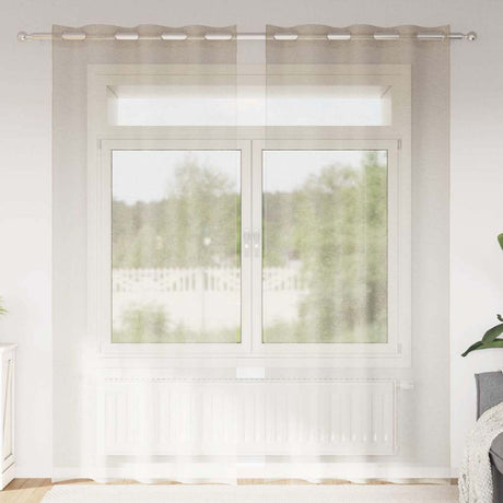 Vidaxl voile gordijn met gordijnen 2 pcs zand 245 x 140 cm polyester