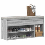 Vidaxl schoenenbank 102x30,5x45cm bewerkt hout grijs sonoma eikenkleur