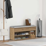 Vidaxl schoenenbank 102x30,5x45 cm bewerkt hout artisanaal eikenkleur