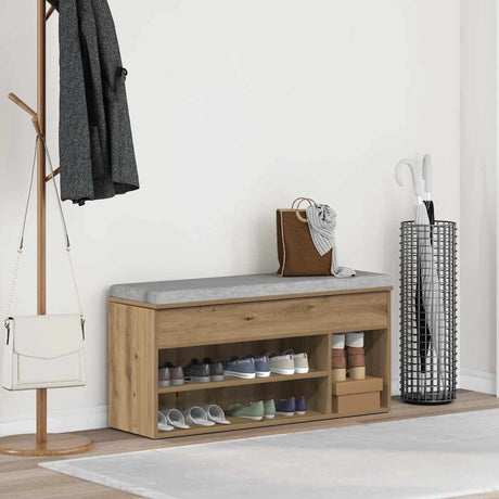 Vidaxl schoenenbank 102x30,5x45 cm bewerkt hout artisanaal eikenkleur