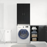Vidaxl wasmachinekast 64x25,5x190 cm zwart eikenkleur