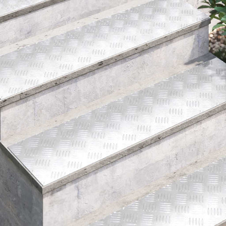Vidaxl trap tread rechthoekig 2 pcs zilver 100 x 25 cm aluminium