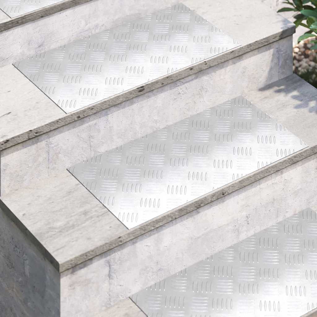 Vidaxl trap tread rechthoekig 4 pcs zilver 60 x 30 cm aluminium