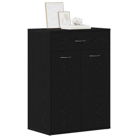 Vidaxl schoenenrek met lade zwart eiken 60 x 35 x 84 cm bewerkt hout