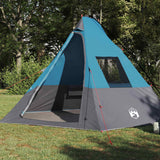 Vidaxl tipi tent met dak met opslag blauw 383 x 338 x 217 cm taft